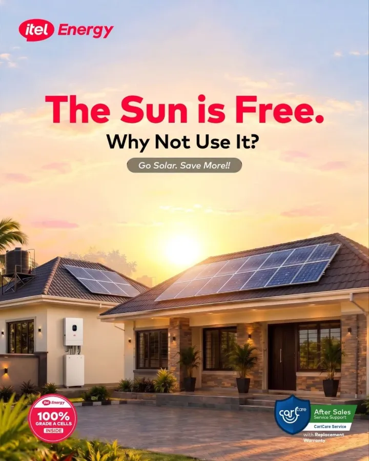 itel Energy billboard in Notes Life: The Sun is Free. Why Not Use It?