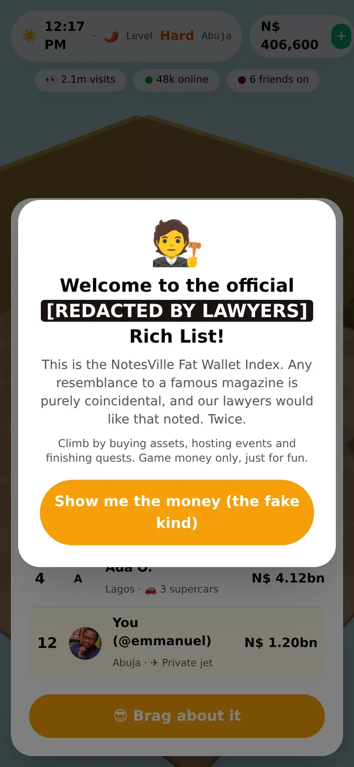 Notes Life mockup: The Billionaires List