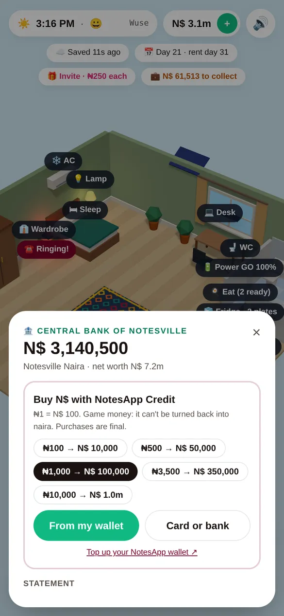 Notes Life, the real game: The Central Bank of Notesville