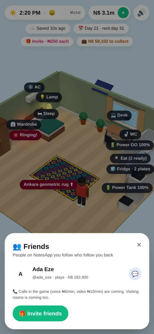 Notes Life, the real game: Friends who play