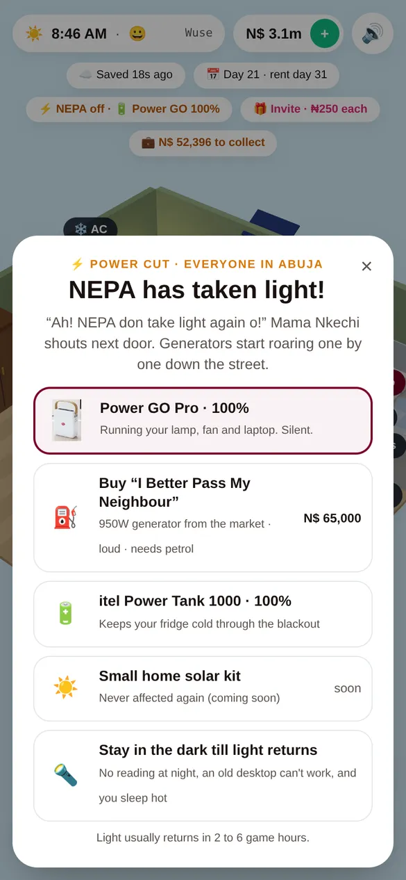 Notes Life, the real game: NEPA has taken light