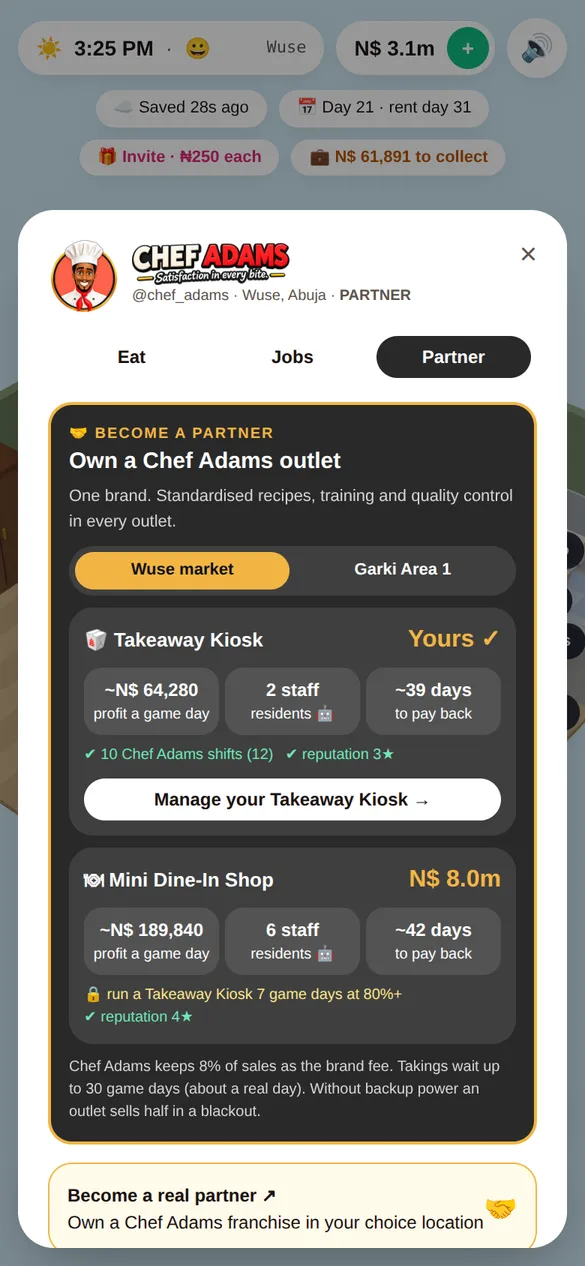 Notes Life, the real game: Own a partner outlet